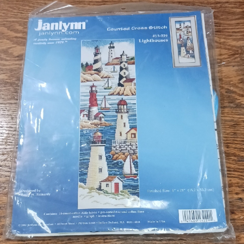 Janlynn Lighthouse Cross Stitch Kit - Blue and White